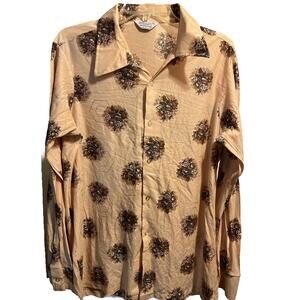 Maximo California Design Vintage Men's XL 17-17.5 Champagne Floral Button Shirt